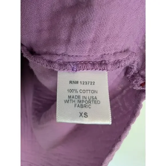 Xirena Top Gauzy Blouse Henley Boho Spring Summer Lightweight Purple Size XS - Picture 8 of 11